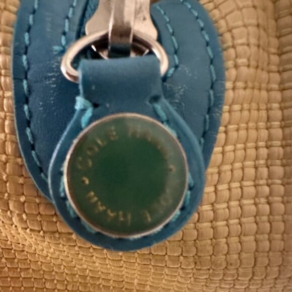 Cole Haan "Megan Straw" Shoulder/Satchel Bag with Leather Trim-VGUC - Picture 6 of 15